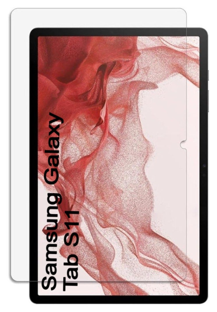 واقي شاشة مقوى لجهاز سامسونج جالاكسي تاب إس 11 | زجاج مقوى بصلابة 9H، سهل التركيب بدون فقاعات، تغطية كاملة ومقاومة للخدوش، متوافق مع أغلفة الحماية - شفاف - Image 1